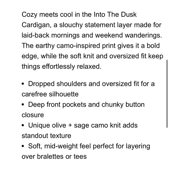 BUCKETLIST Oversized Camo Cardigan - Picture 4 of 5